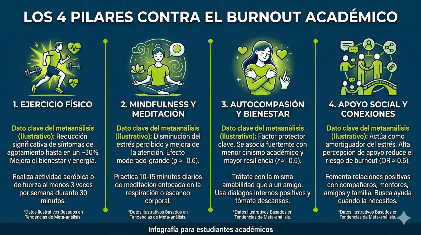 Los 4 pilares contra el burnout académico