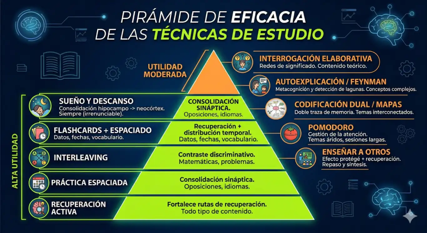 Pirámide de eficacia de las técnicas de estudio
